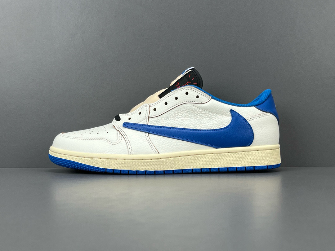 [AIR JORDAN] 트래비스 스캇 x 프라그먼트 x 에어조던1 로우 화이트 밀리터리 블루 DM7866-104 남녀공용 (PKgod버전)